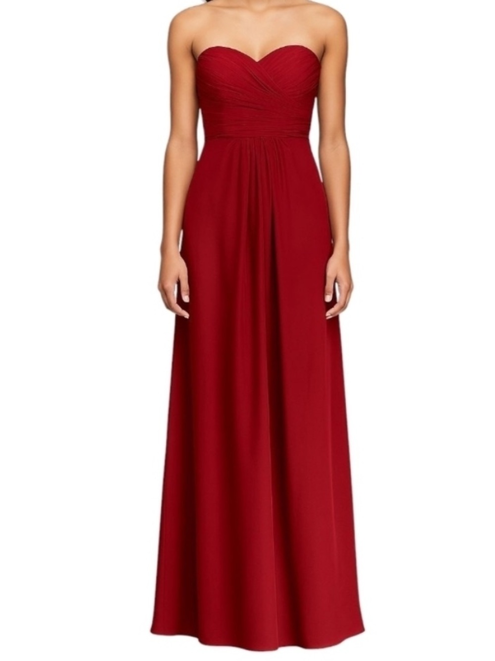 David's Bridal Red Empire Waist Chiffon Maxi Dress size 12